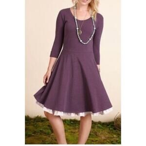 Matilda Jane "Queen of Heart" Fit & Flare Dress Purple Sz M Modest Full Skirt